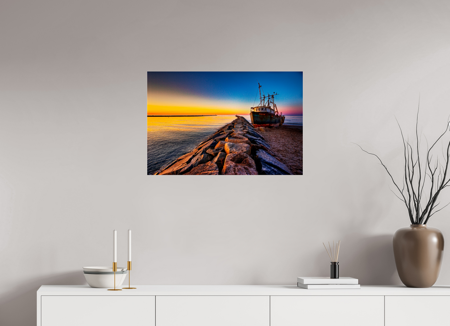 30 x 20″, Photo Print Under Acrylic Glass Ruth Gail Beached at Sunset