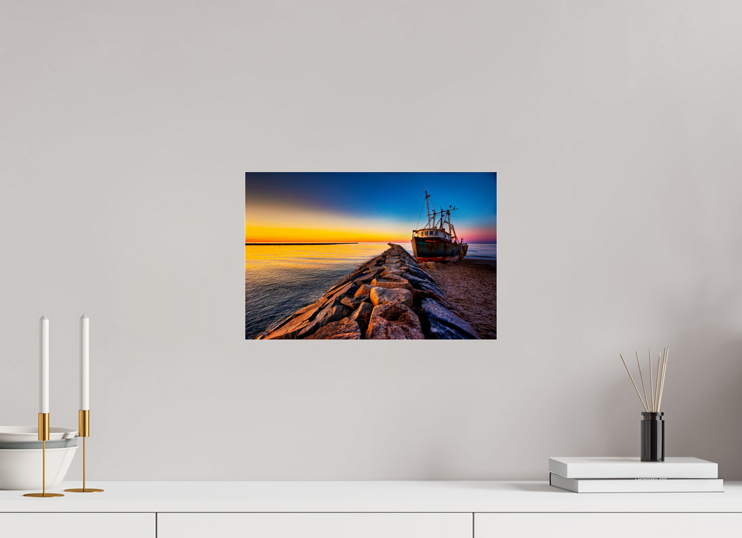 15 x 10″, Photo Print Under Acrylic Glass Ruth Gail Beached at Sunset