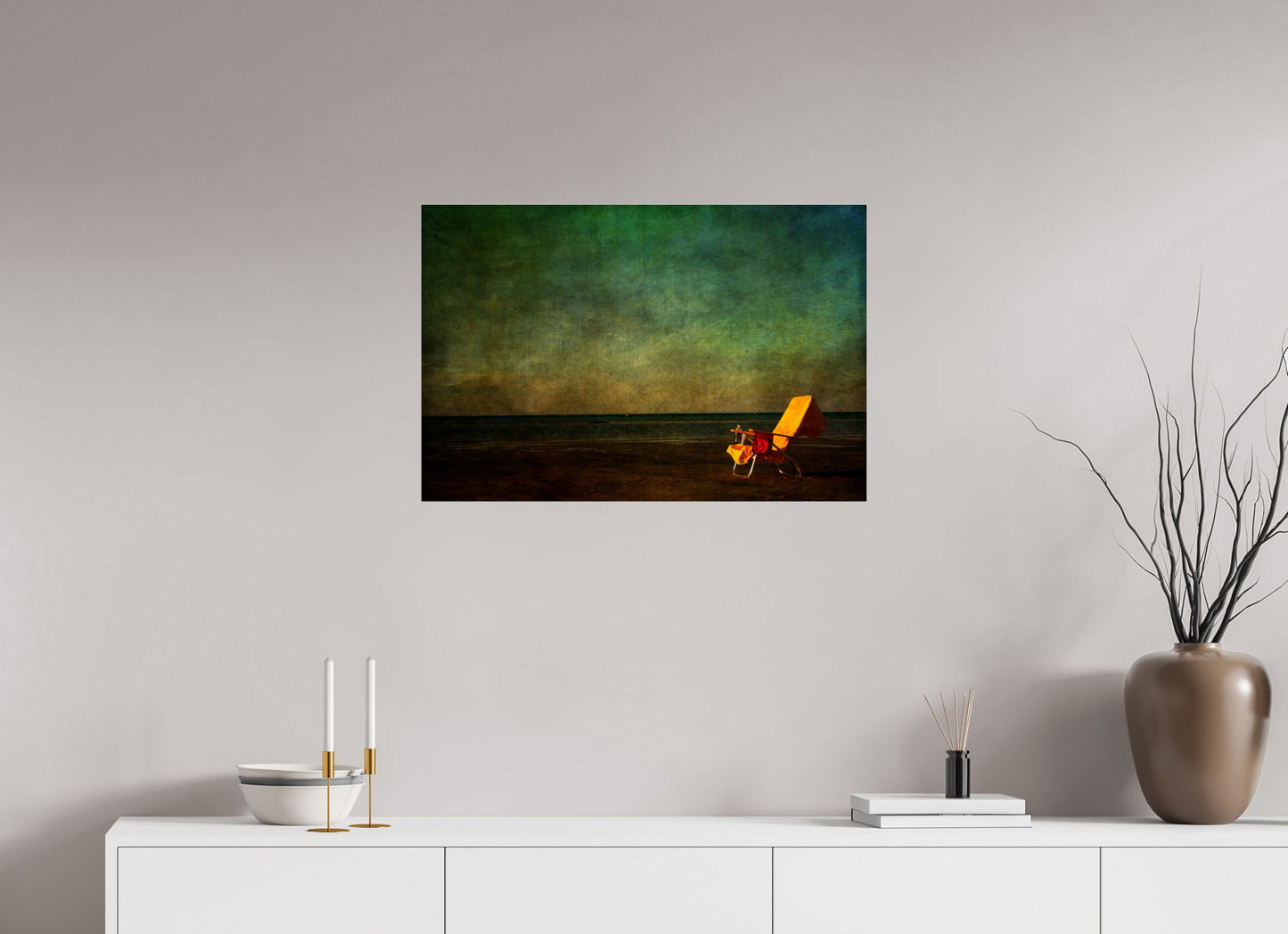 30 x 20″, Photo Print Under Acrylic Glass Chair on Chapin Beach