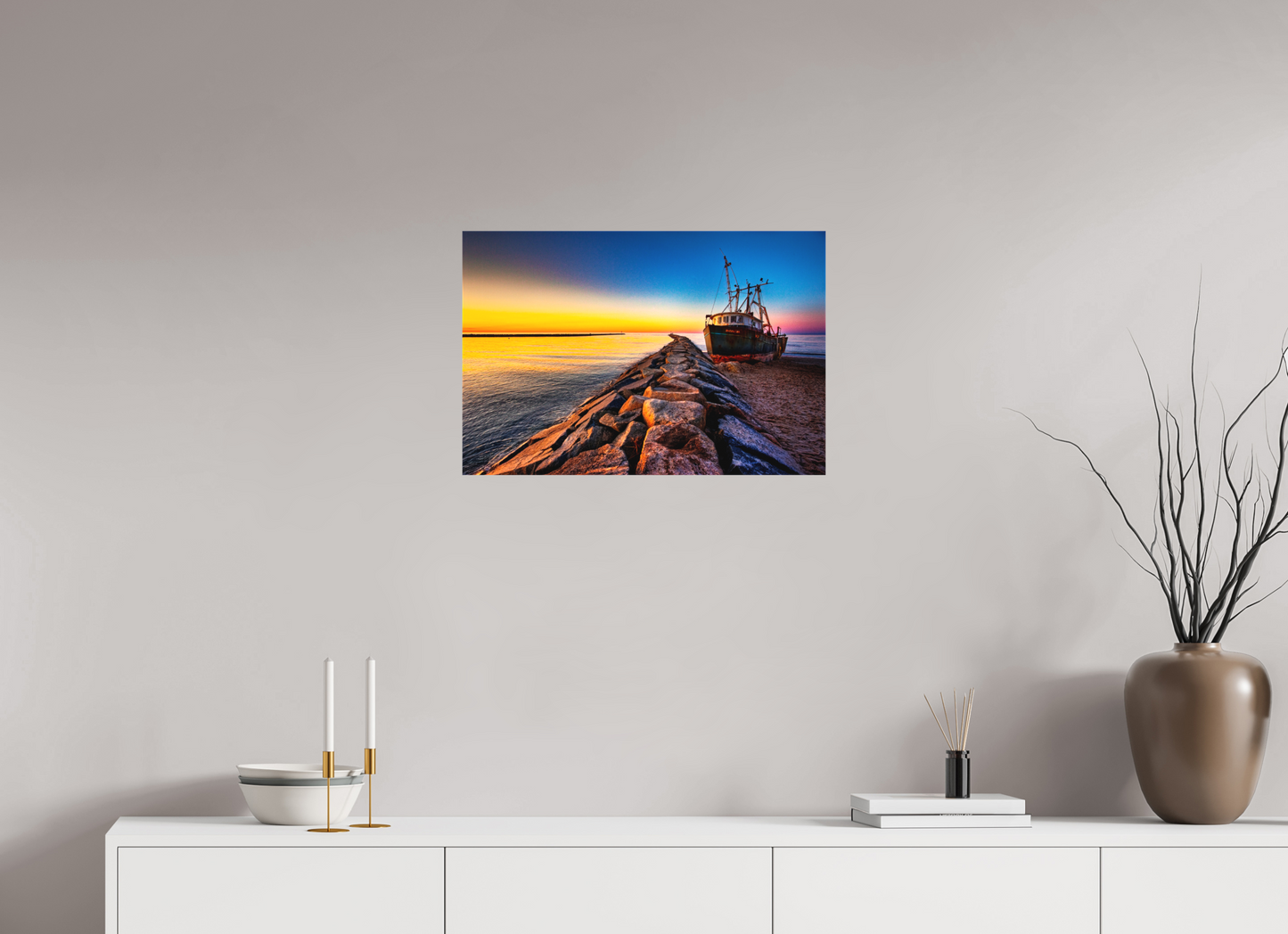 24 x 16″, Matt Canvas Giclee Ruth Gail Beached at Sunset