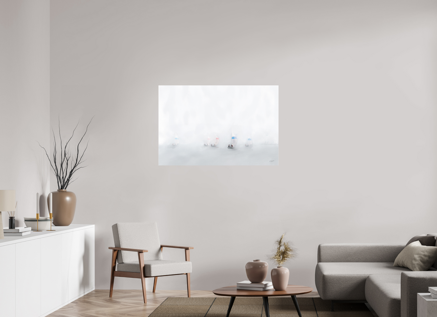 45 x 30″, Photo Print Under Acrylic Glass 1 Skiff, 2 Skiff, Red Skiff, Blue Skiff